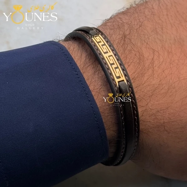 دستبند طلا چرم مردانه ورساچه L133